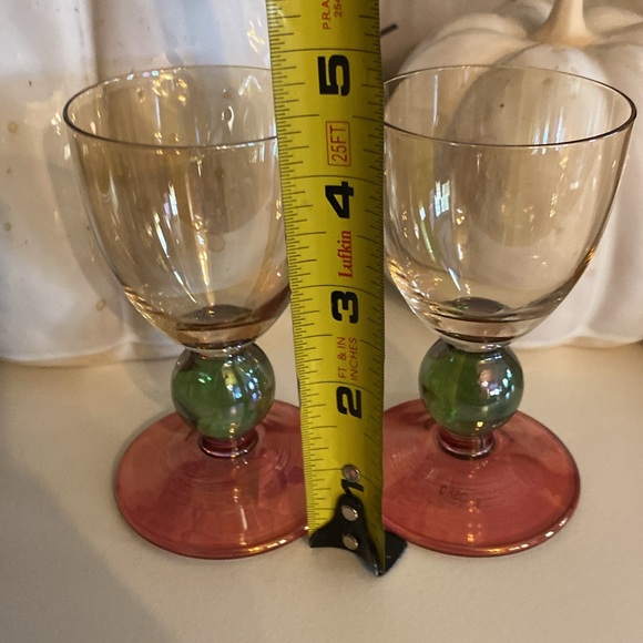 krosno Poland Crystal double shot glasses. Color amber,  green and red - Picture 6 of 6